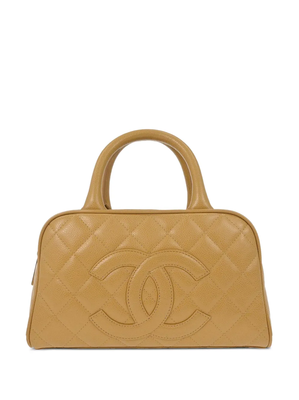 CHANEL Pre-Owned 2003 27 diamond-quilted bowling bag - Neutrals