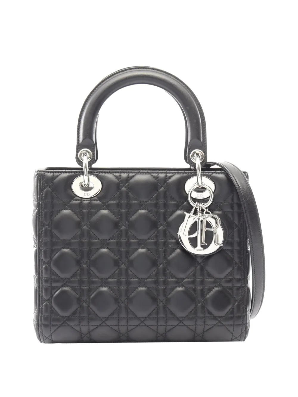Christian Dior Pre-Owned 2010-2026 Medium Lambskin Cannage Lady Dior satchel - Schwarz