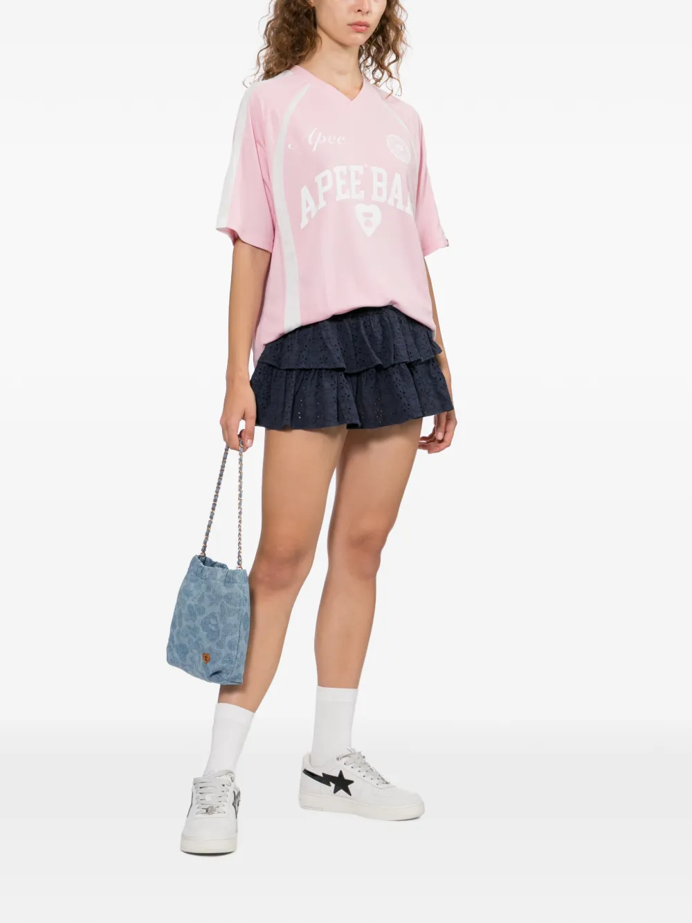 APEE™ by *A BATHING APE Skort met broderie anglaise en ruches Blauw