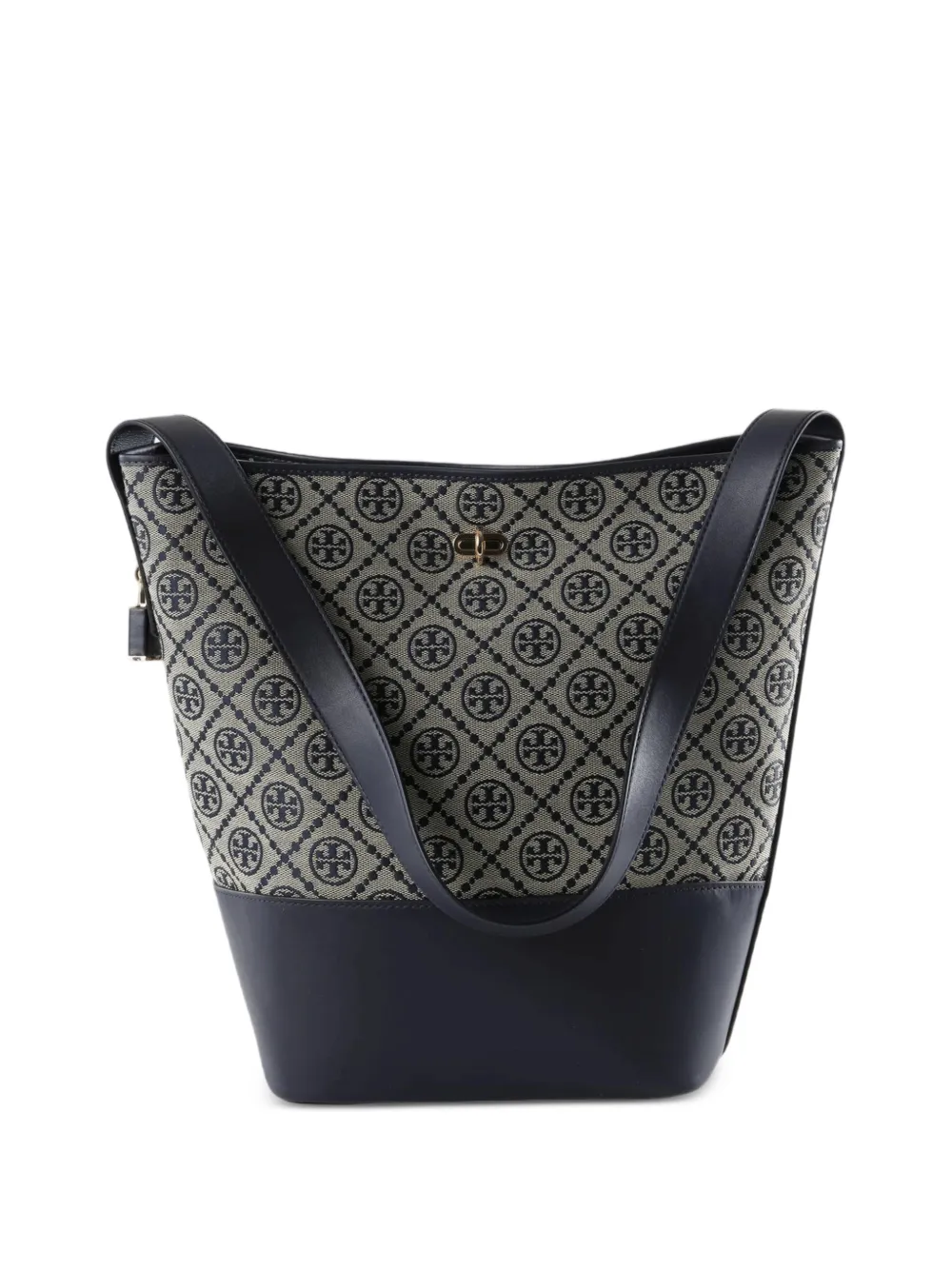 Tory Burch T Monogram leather-trim bucket bag - Blu