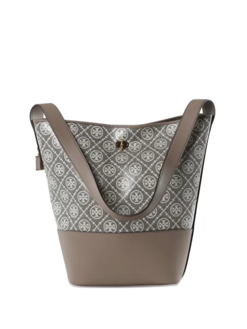 Tory Burch T-Monogram coated jacquard lock slim bucket bag