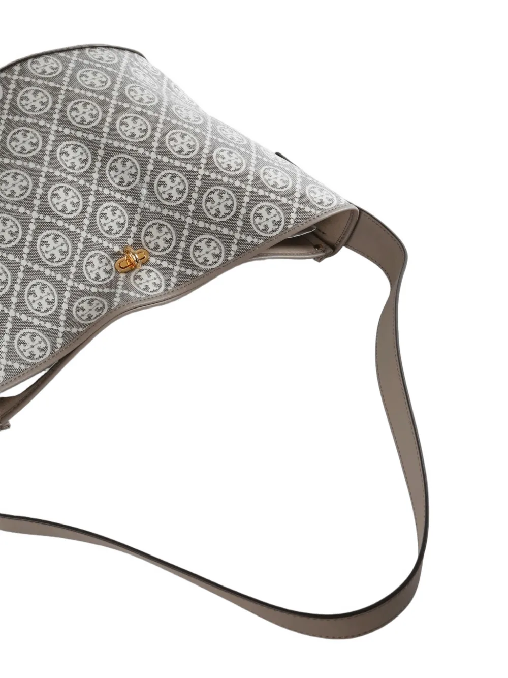Tory Burch T-Monogram gecoate bucket-tas met jacquard en slot Grijs