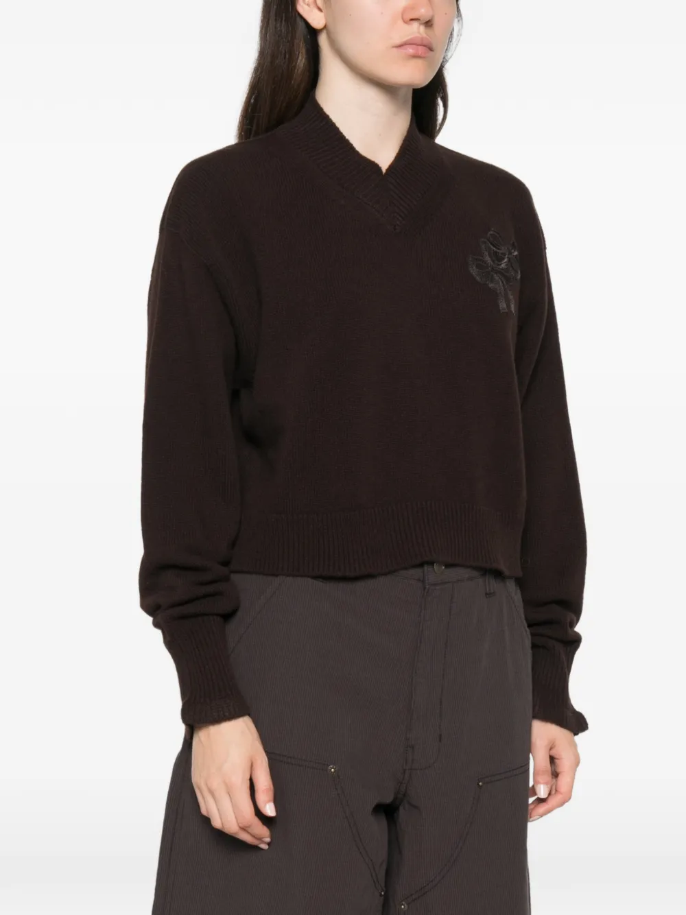 Cecilie Bahnsen Drusilla Bow-appliqué Knit in Brown, view 3
