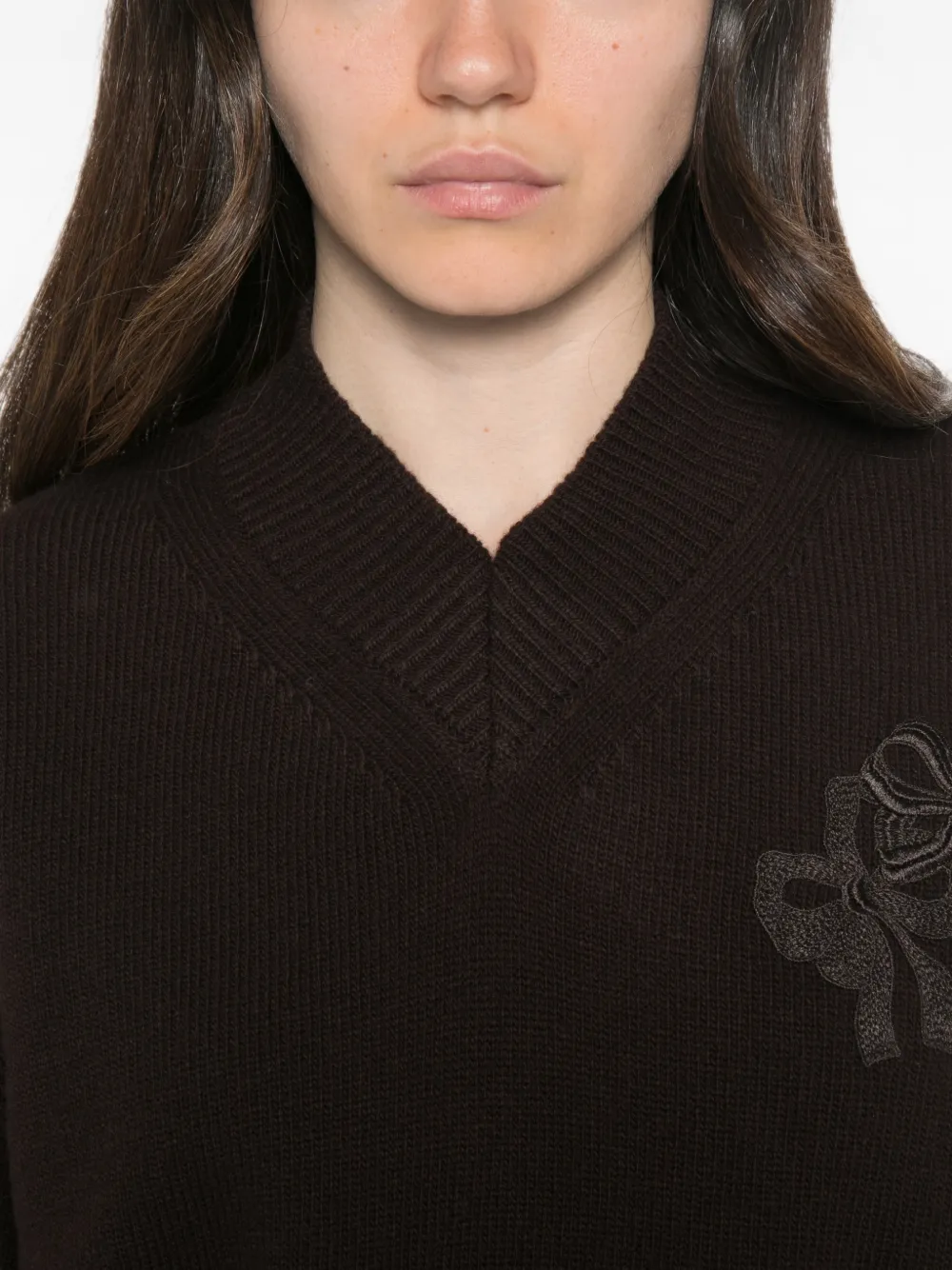 Cecilie Bahnsen Drusilla Bow-appliqué Knit in Brown, view 5