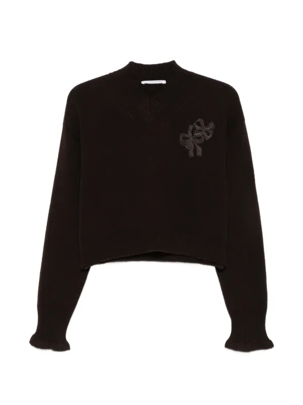 Cecilie Bahnsen Drusilla Bow-appliqué Knit in Brown