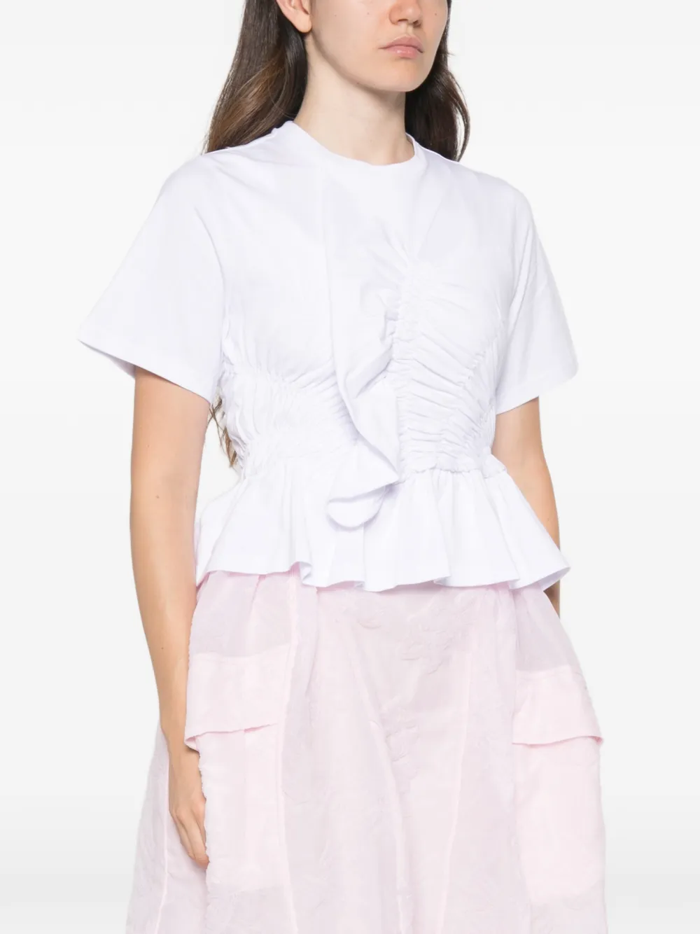 Cecilie Bahnsen Ace peplum T-shirt met ruches Wit