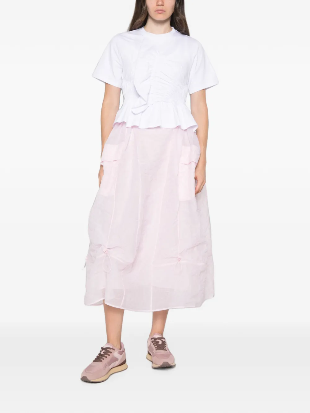 Cecilie Bahnsen Ace peplum T-shirt met ruches Wit