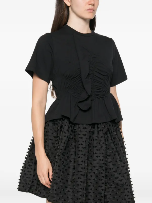 Cecilie Bahnsen Windflower ペプラム Tシャツ | ブラック | FARFETCH JP