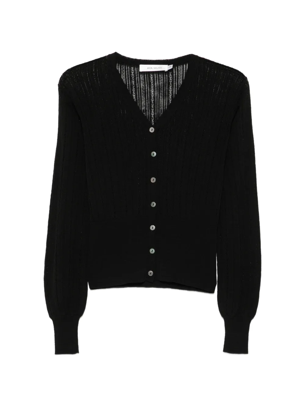 Aya Muse Unae pointelle-knit cardigan - Schwarz