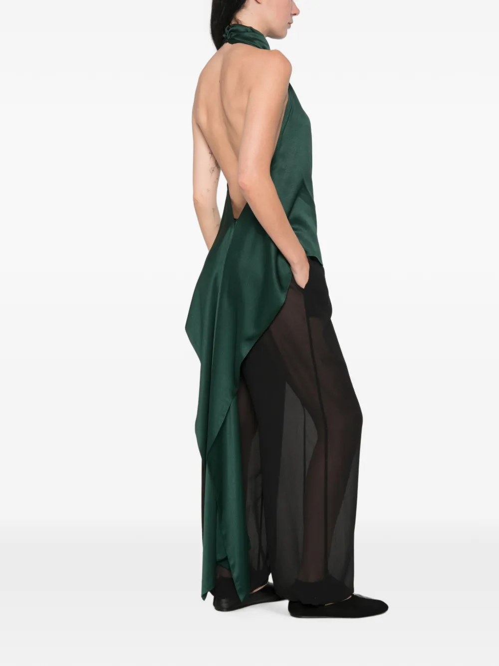 Esse Studios Cartia Halterneck Top in Green, view 2