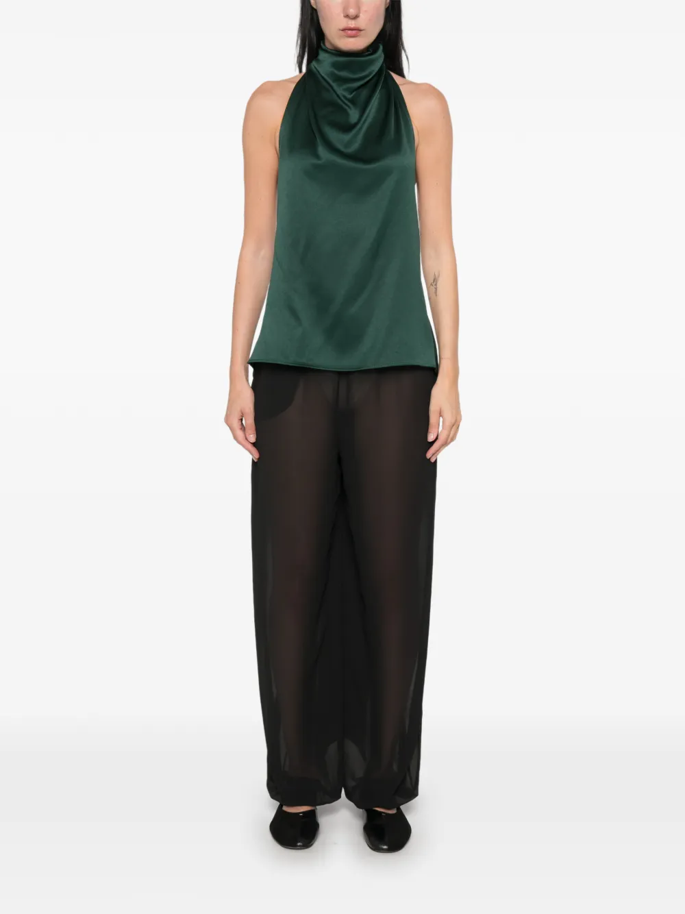 Esse Studios Cartia Halterneck Top in Green, view 3
