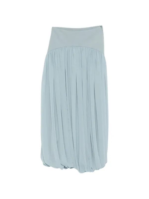 Abadia Suri Pleated Midi Skirt in Blue