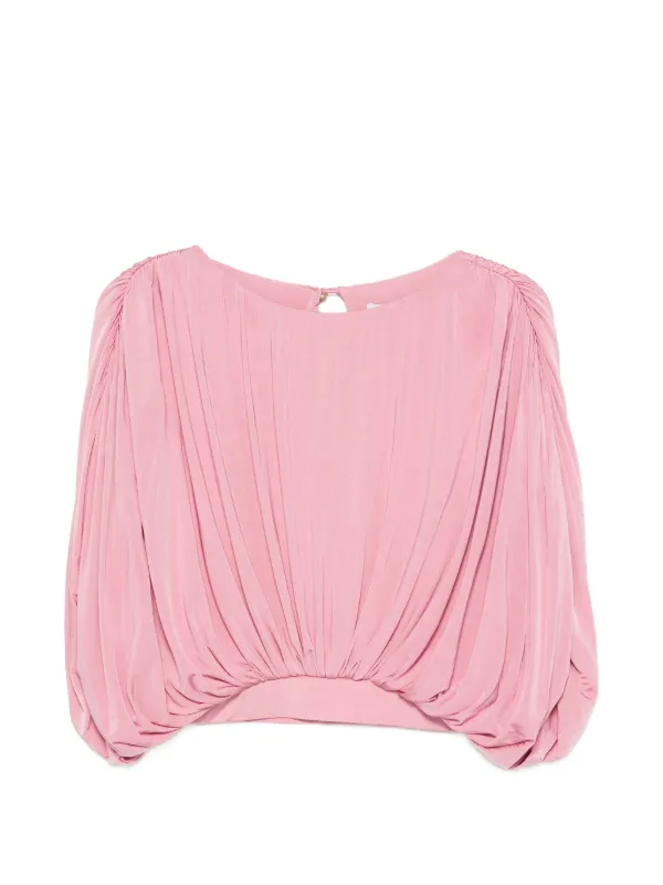 Abadia Curve Hem Jersey Top in Pink