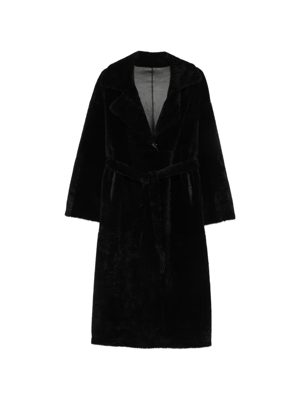 Arma belted shearling coat - Black