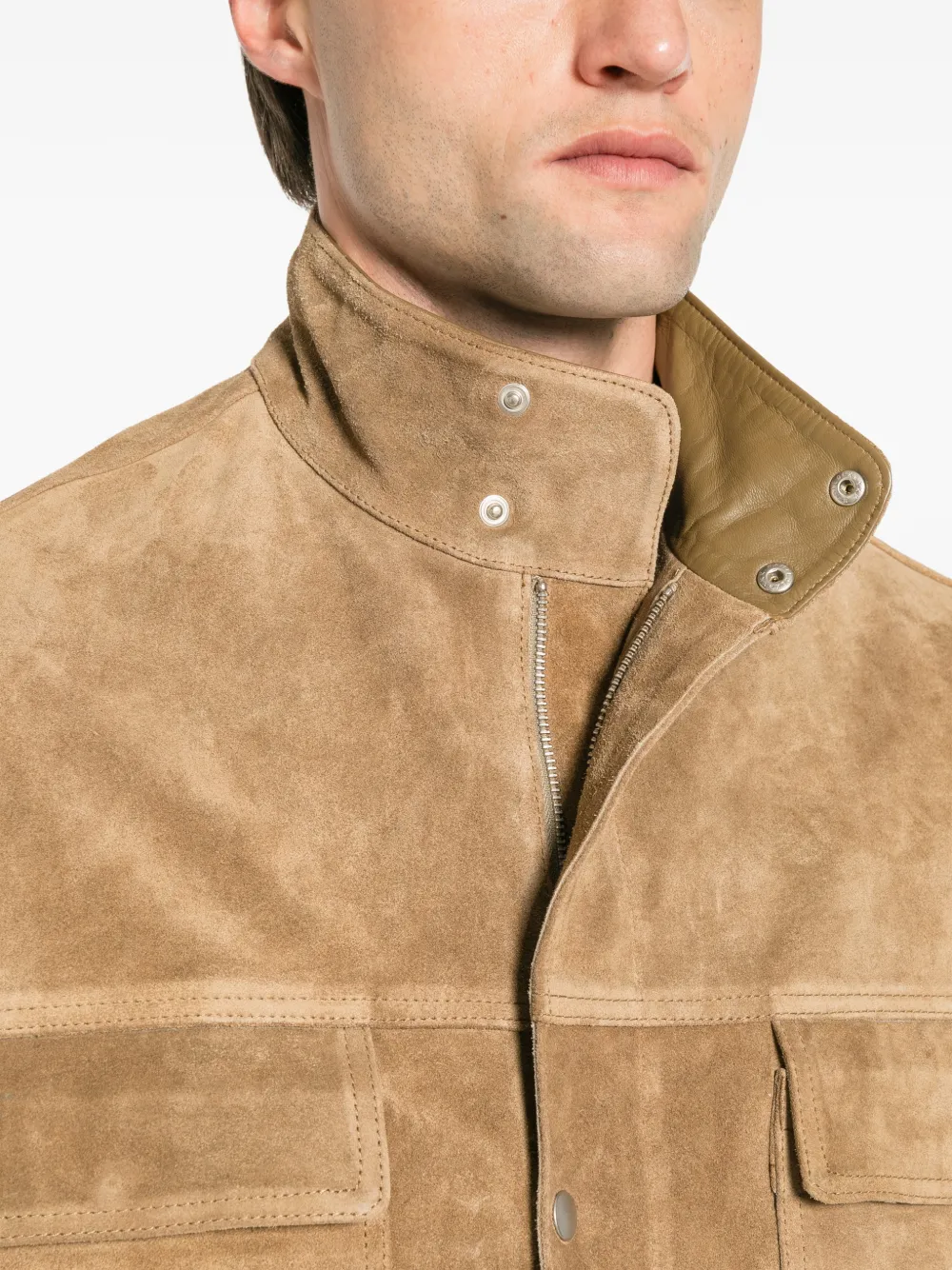 Arma Belted Suede Jacket in Neutrals, view 5