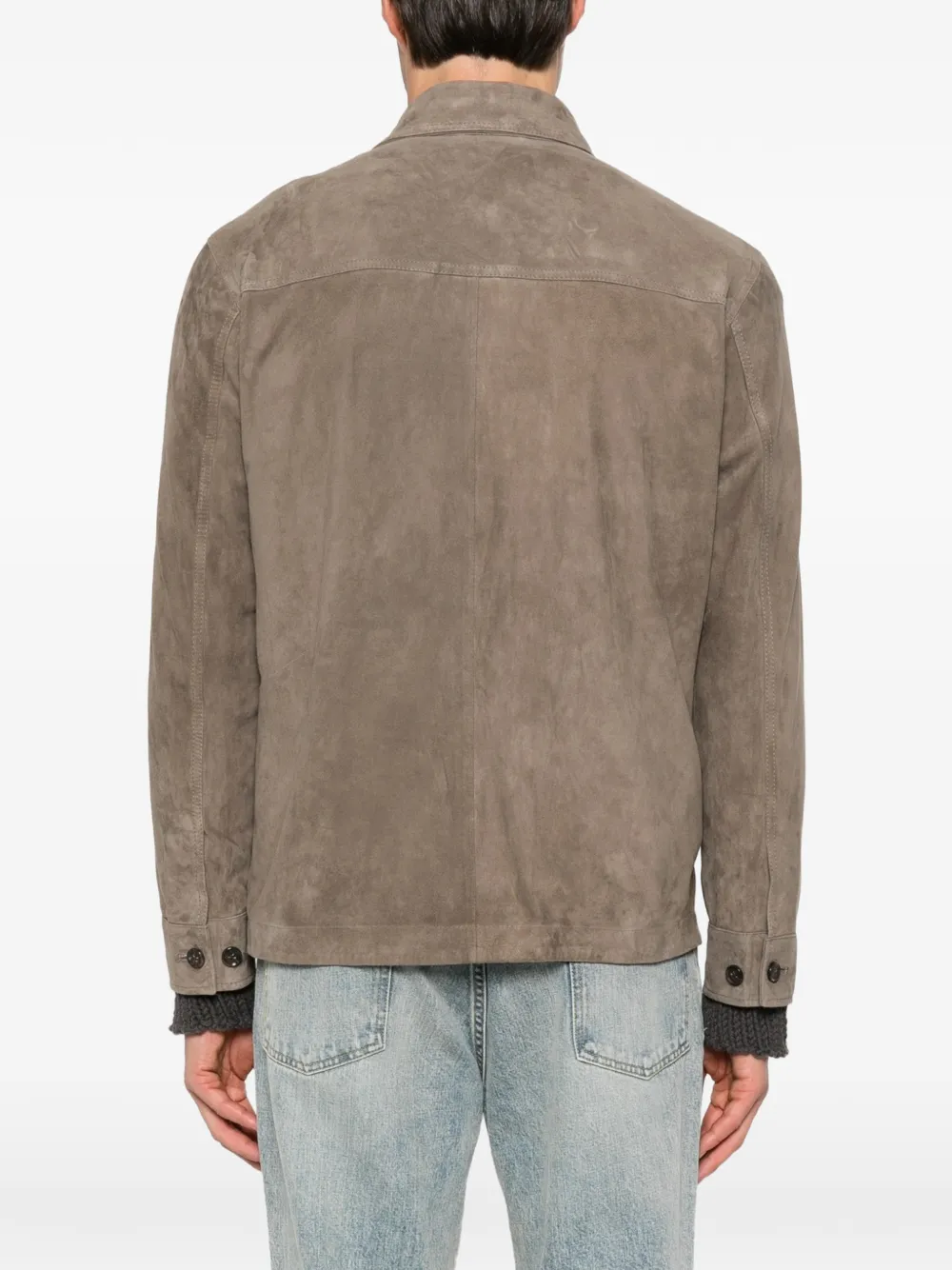 Arma Suede Flap-pocket Shirt Jacket in Brown, view 4