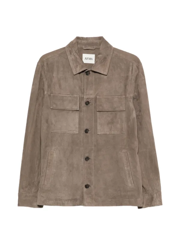 Arma Suede Flap-pocket Shirt Jacket in Brown