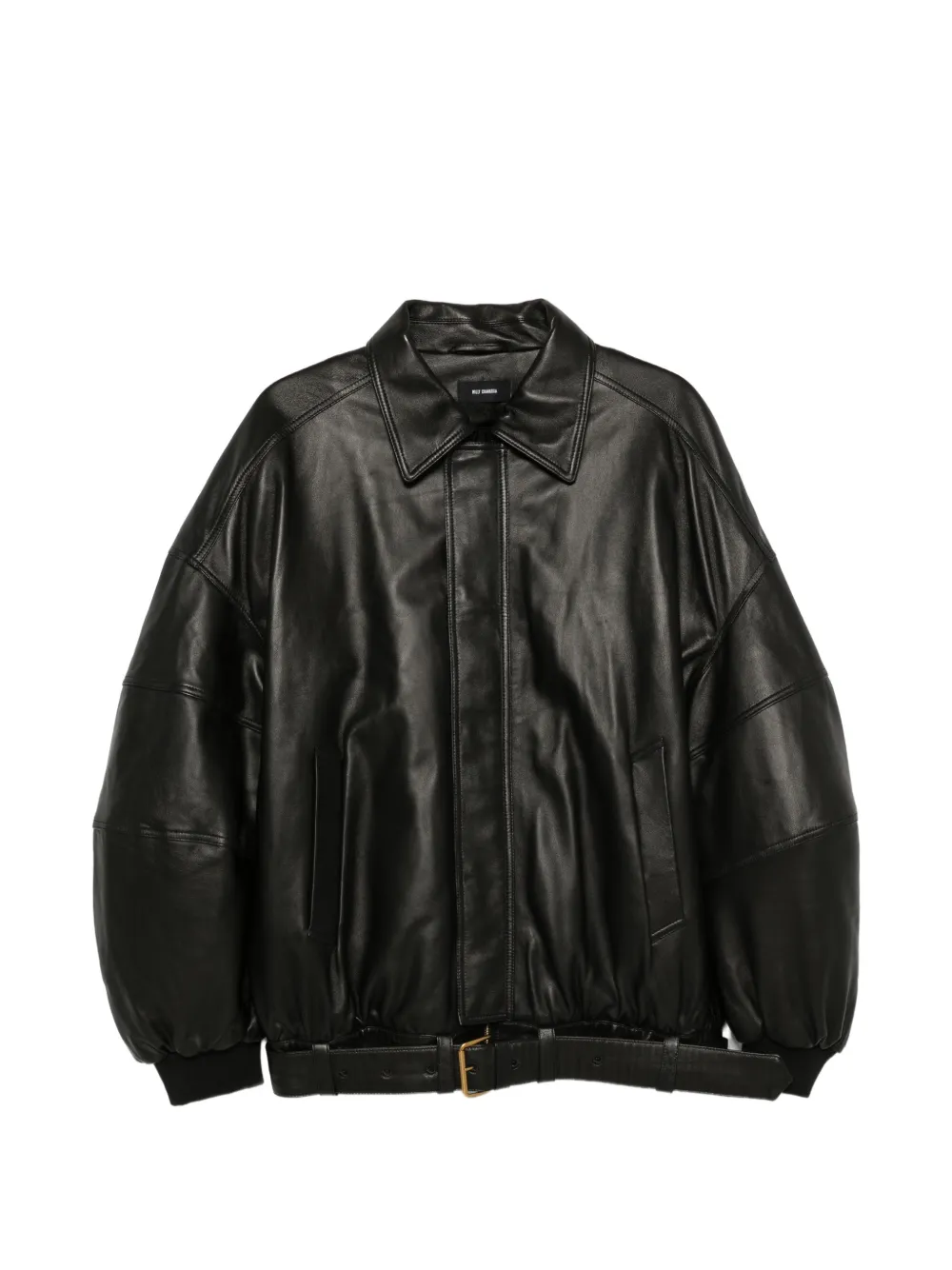 Willy Chavarria Hustlers belted leather jacket - Nero