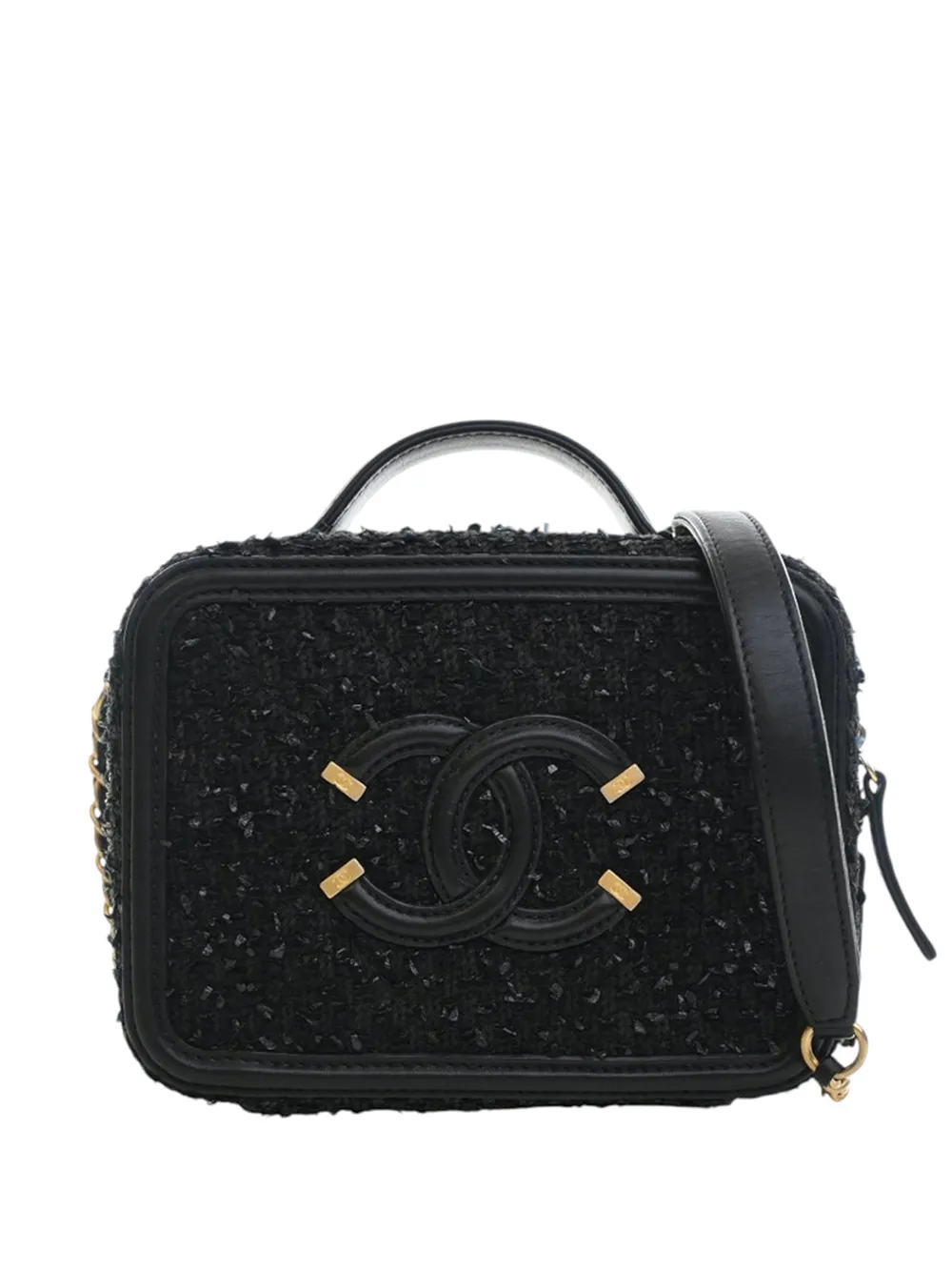 CHANEL Pre-Owned 2019 Small Tweed CC Filigree Vanity Case satchel - Nero