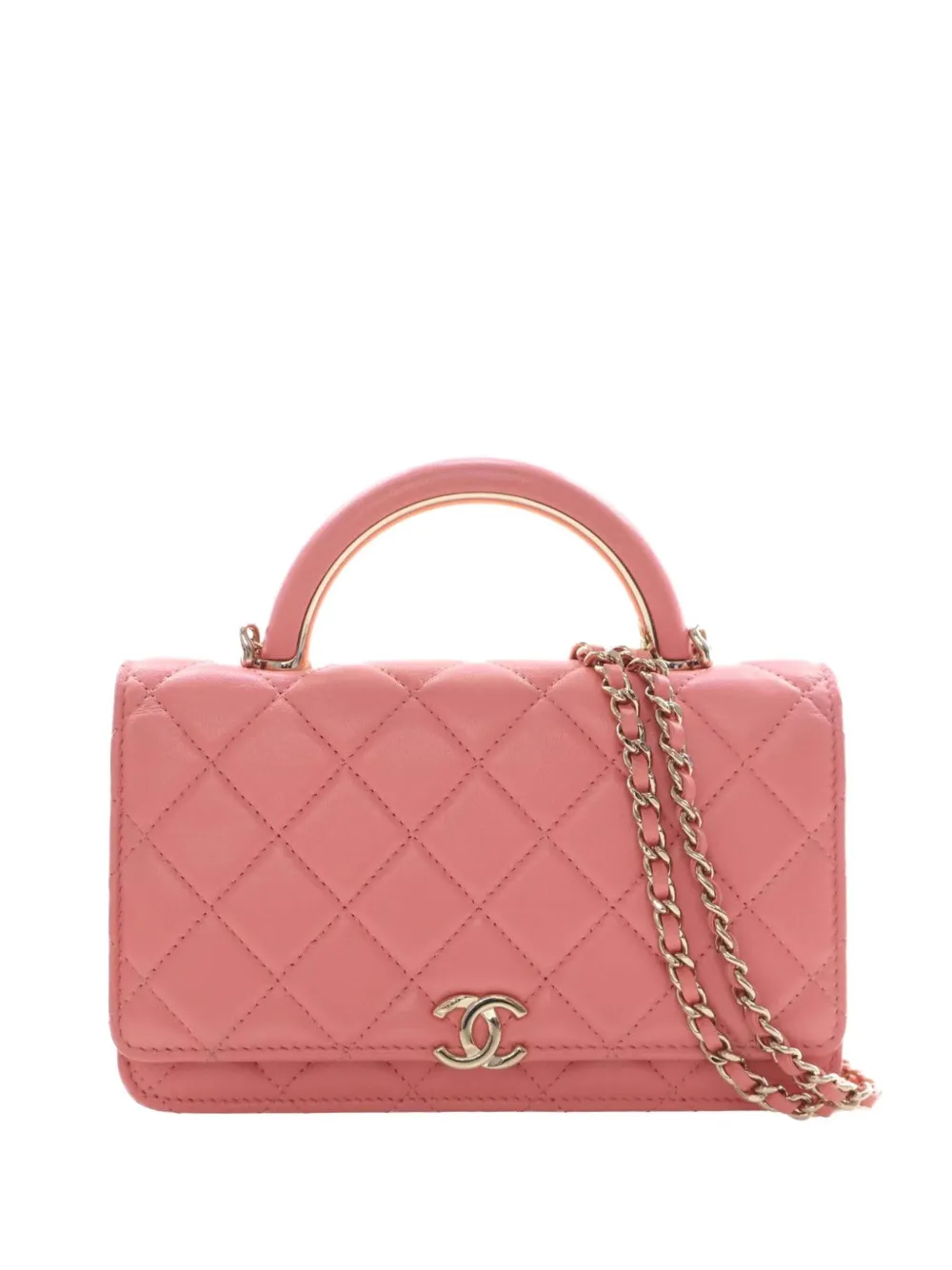 CHANEL Pre-Owned 2021-2026 CC Quilted Lambskin Top Handle Flap satchel - Rosa