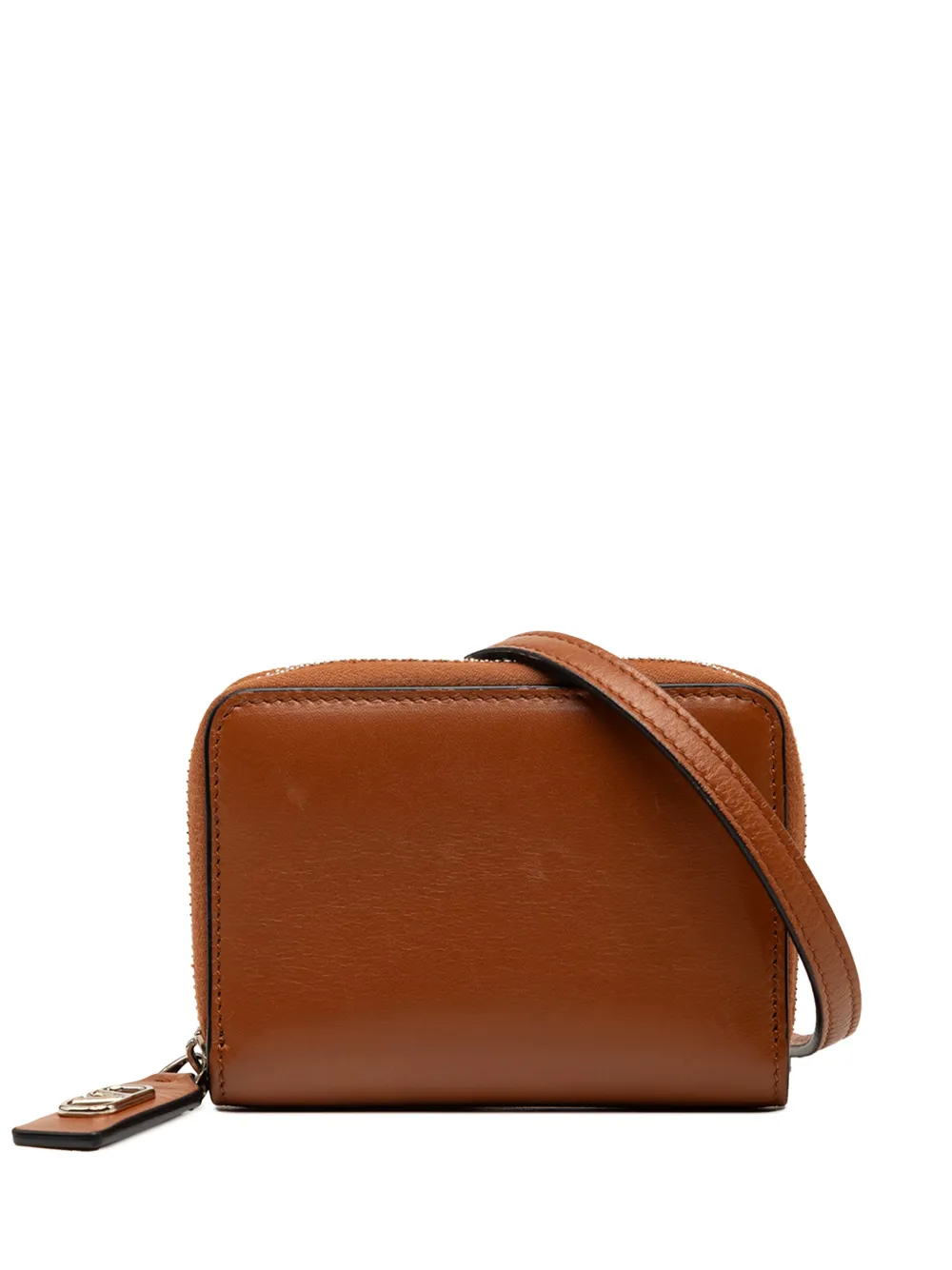 Valentino Garavani Pre-Owned 2018-2026 Leather VLogo Wallet On Strap crossbody bag - Marrone