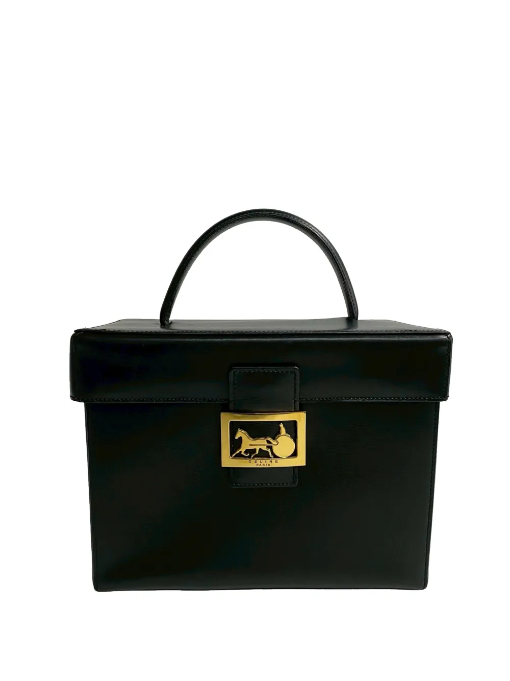 Celine Pre-Owned 1997 Leather Logo Carriage Top Handle Bag vanity bag - Schwarz