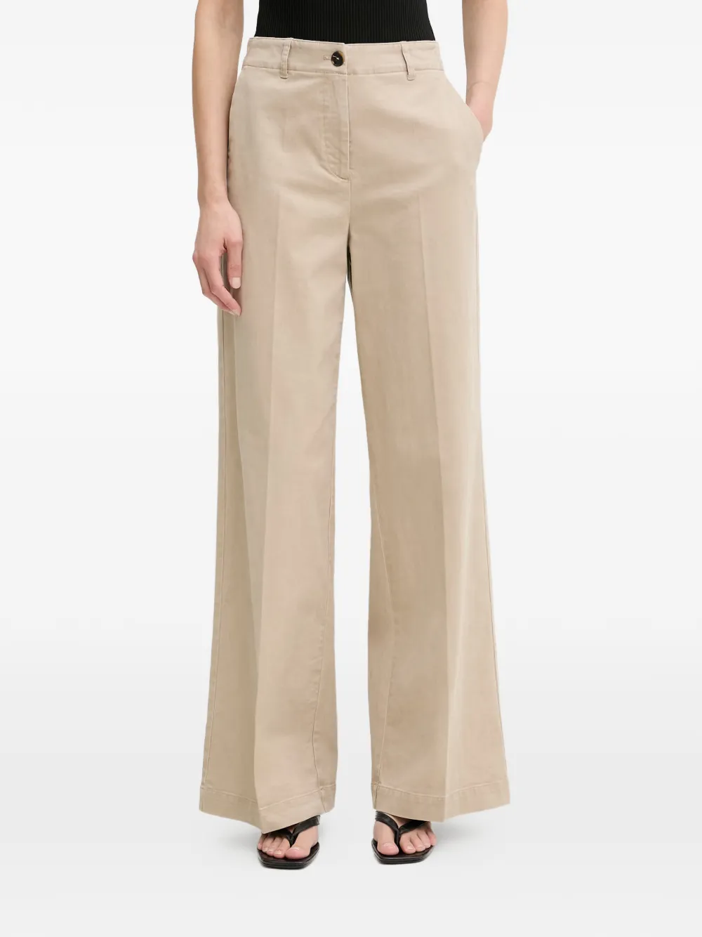Marc O'Polo pressed-crease wide-leg trousers - Toni neutri