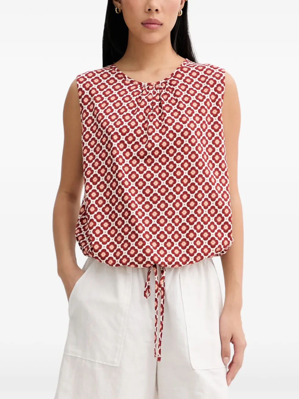 Marc O'Polo Top a fiori con coulisse - Rosso