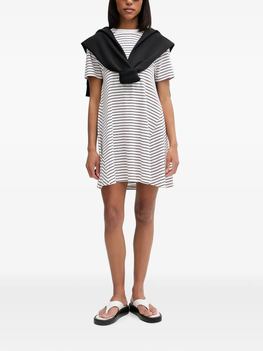 Marc O'Polo DfC mini-jurk met horizontale streep en korte mouwen Wit