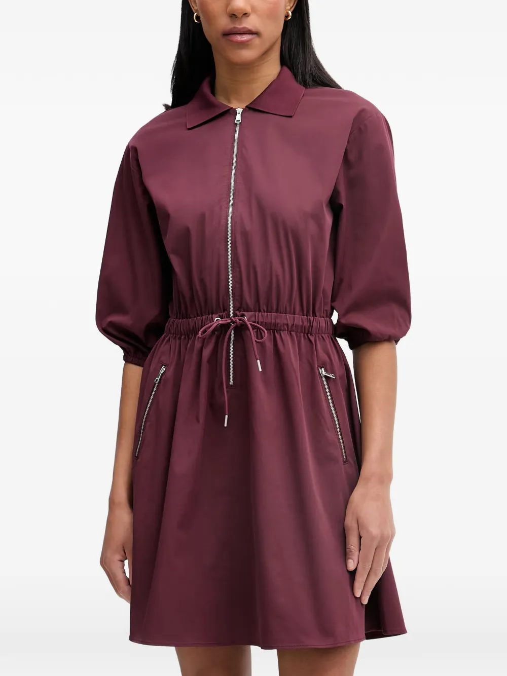 Marc O'Polo zip-up drawstring-waist mini dress - Rosso