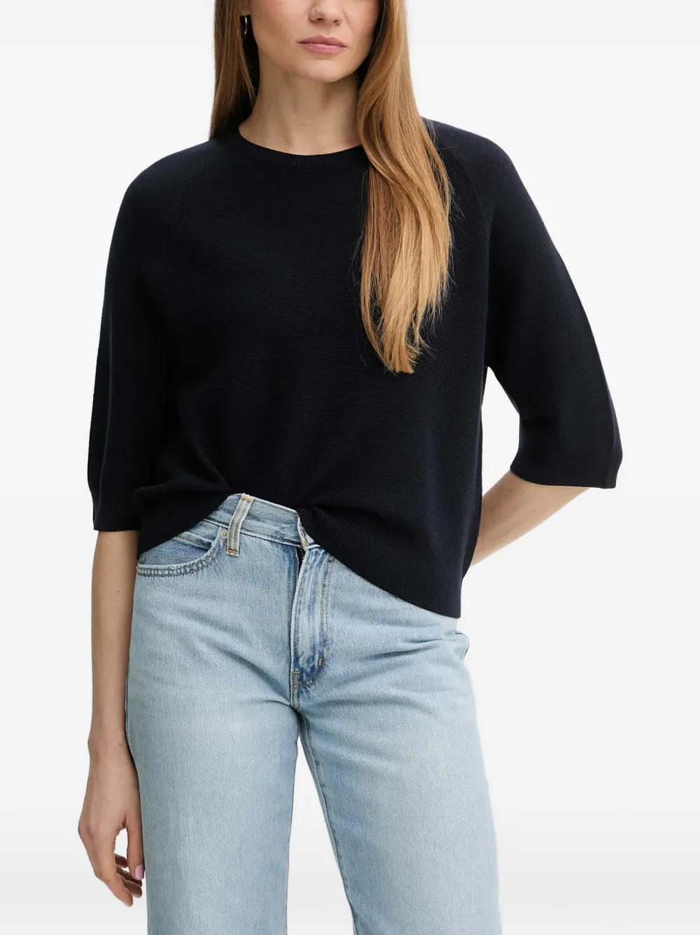Marc O'Polo short-sleeve raglan-sleeve sweater Blauw