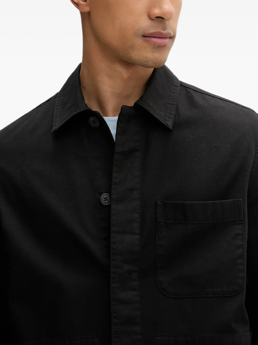 Marc O'Polo Button-up jack met borstzak Zwart