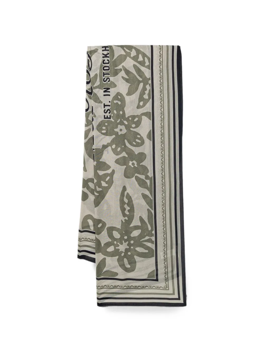 Marc O'Polo floral-print logo-print scarf - Toni neutri