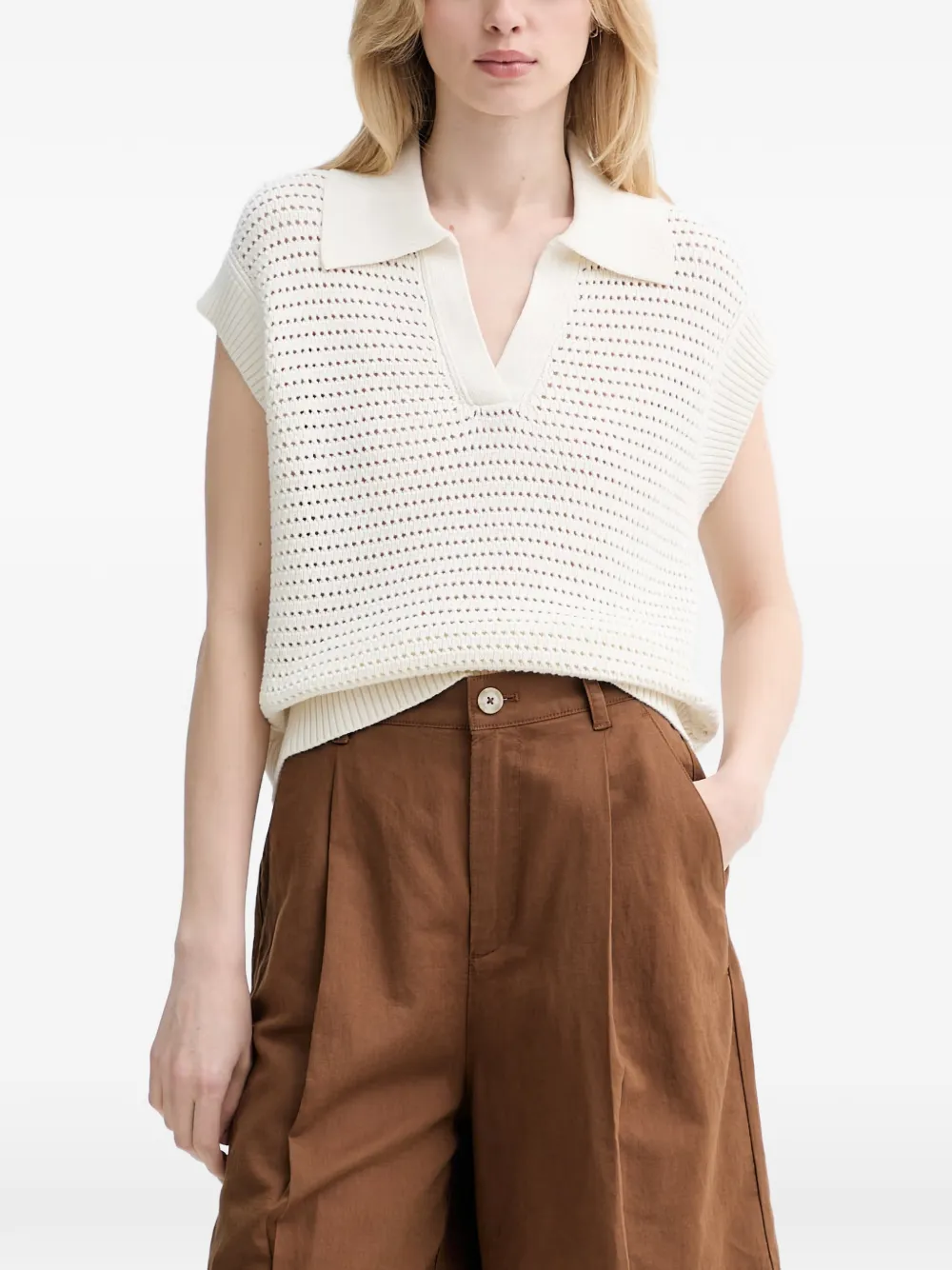Marc O'Polo open-knit V-neck vest - Toni neutri