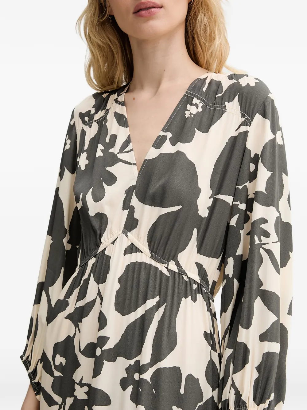 Marc O'Polo Gelaagde midi-jurk met bloemenprint Beige