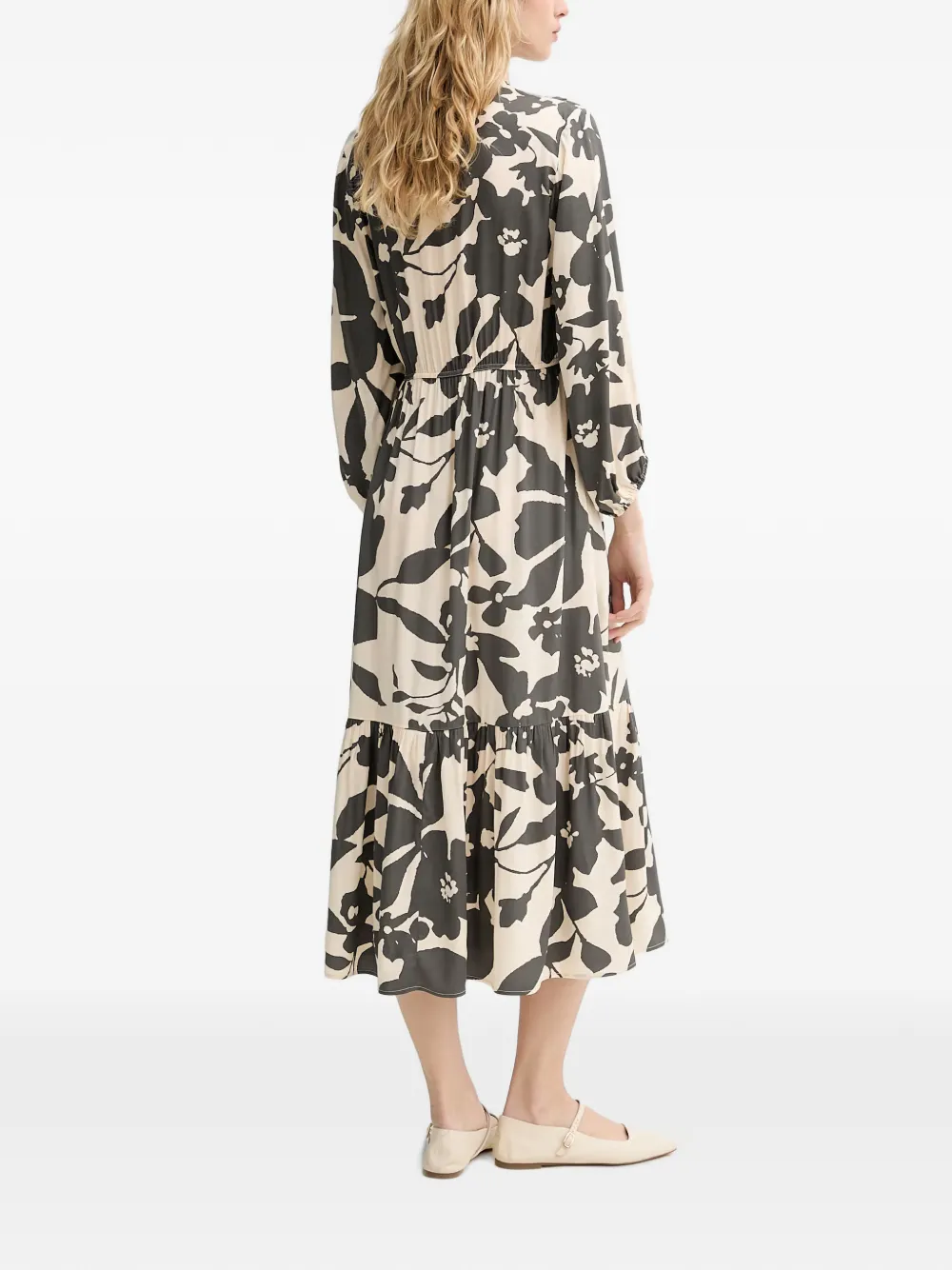 Marc O'Polo Gelaagde midi-jurk met bloemenprint Beige