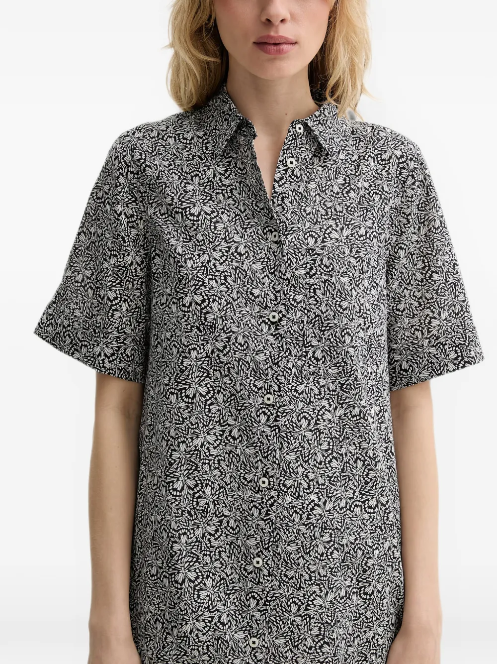 Marc O'Polo Midi-blousejurk met print Zwart