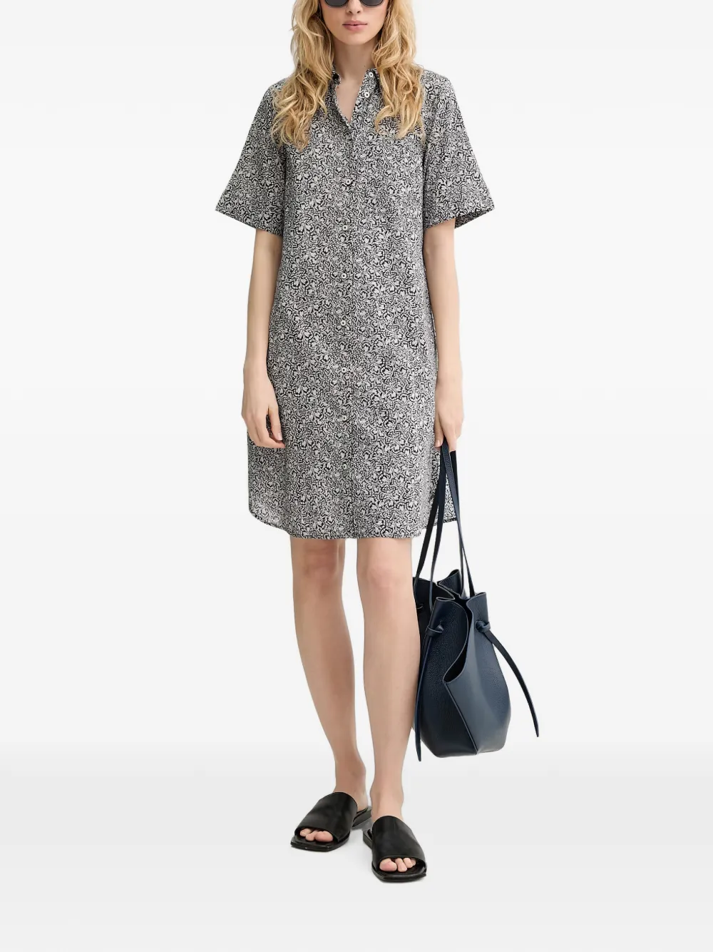 Marc O'Polo Midi-blousejurk met print Zwart