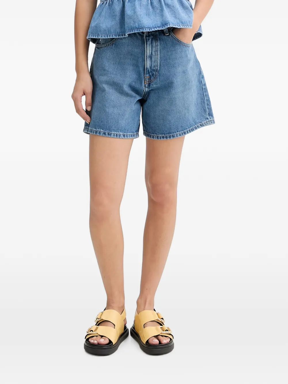 Marc O'Polo Shorts denim con applicazione - Blu