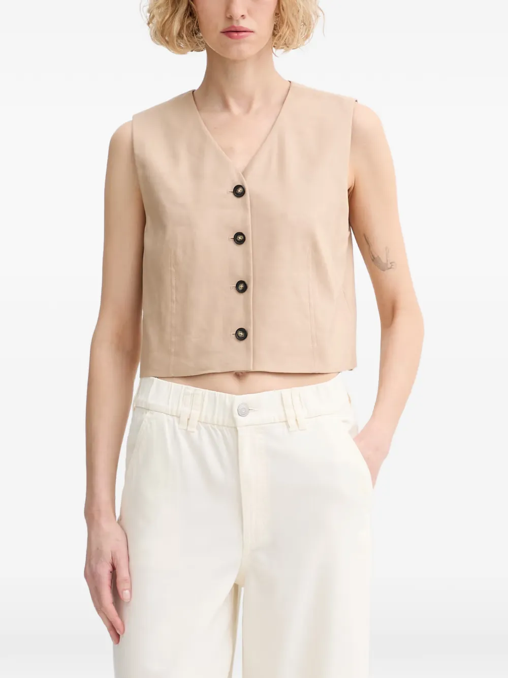 Marc O'Polo Top crop con bottoni - Toni neutri