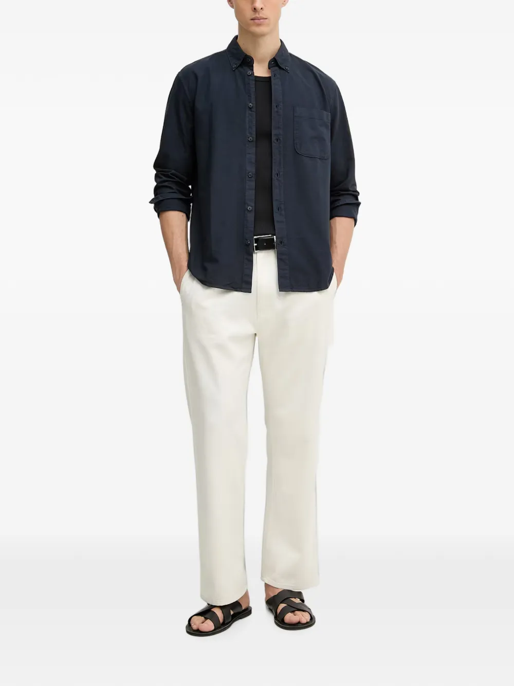 Marc O'Polo Button-down oervhemd met borstzak Blauw