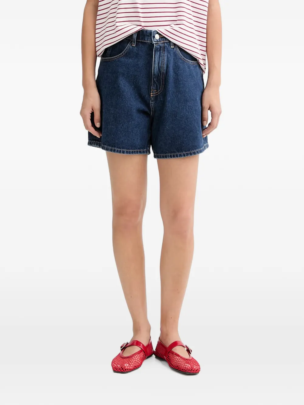Marc O'Polo logo-patch denim shorts - Blu
