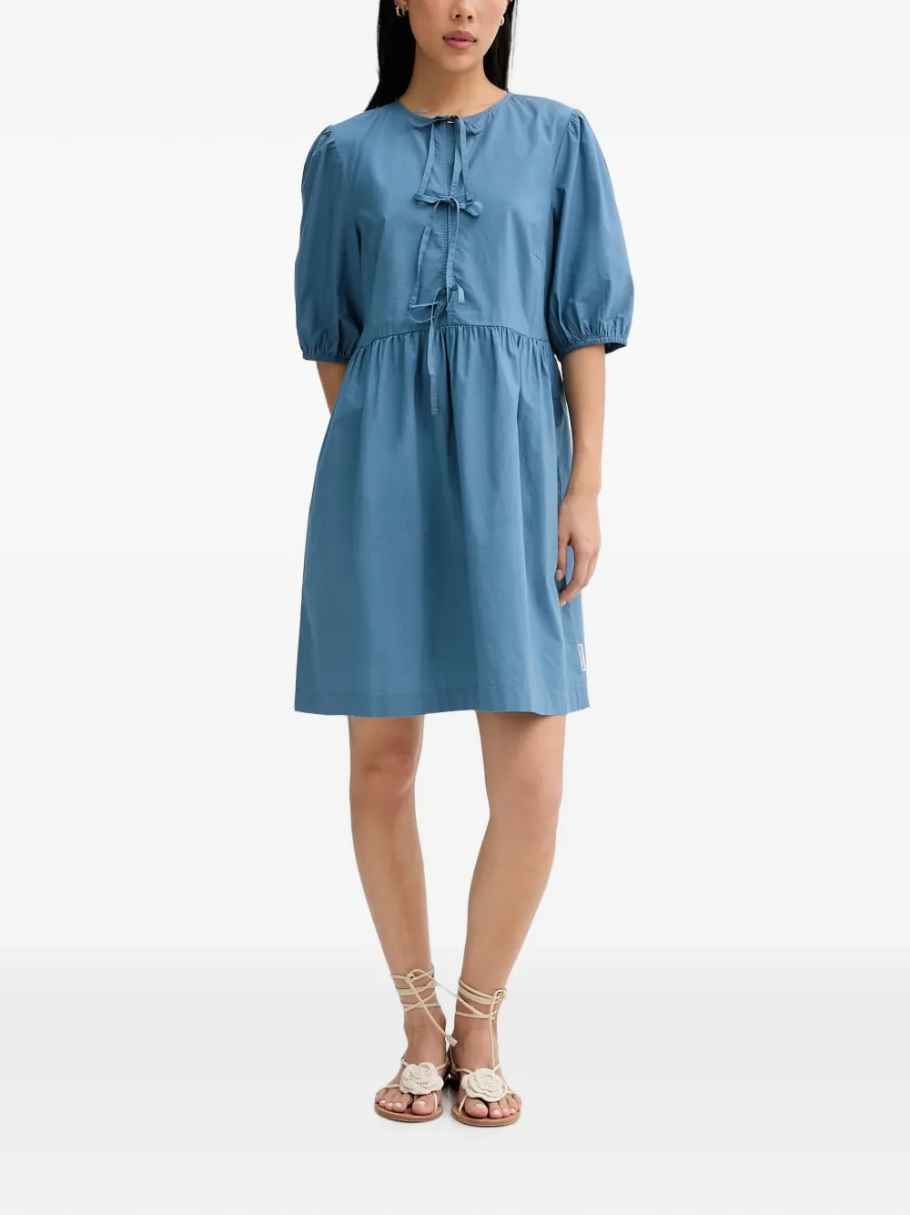 Marc O'Polo bow-detail puff-sleeve mini dress - Blu