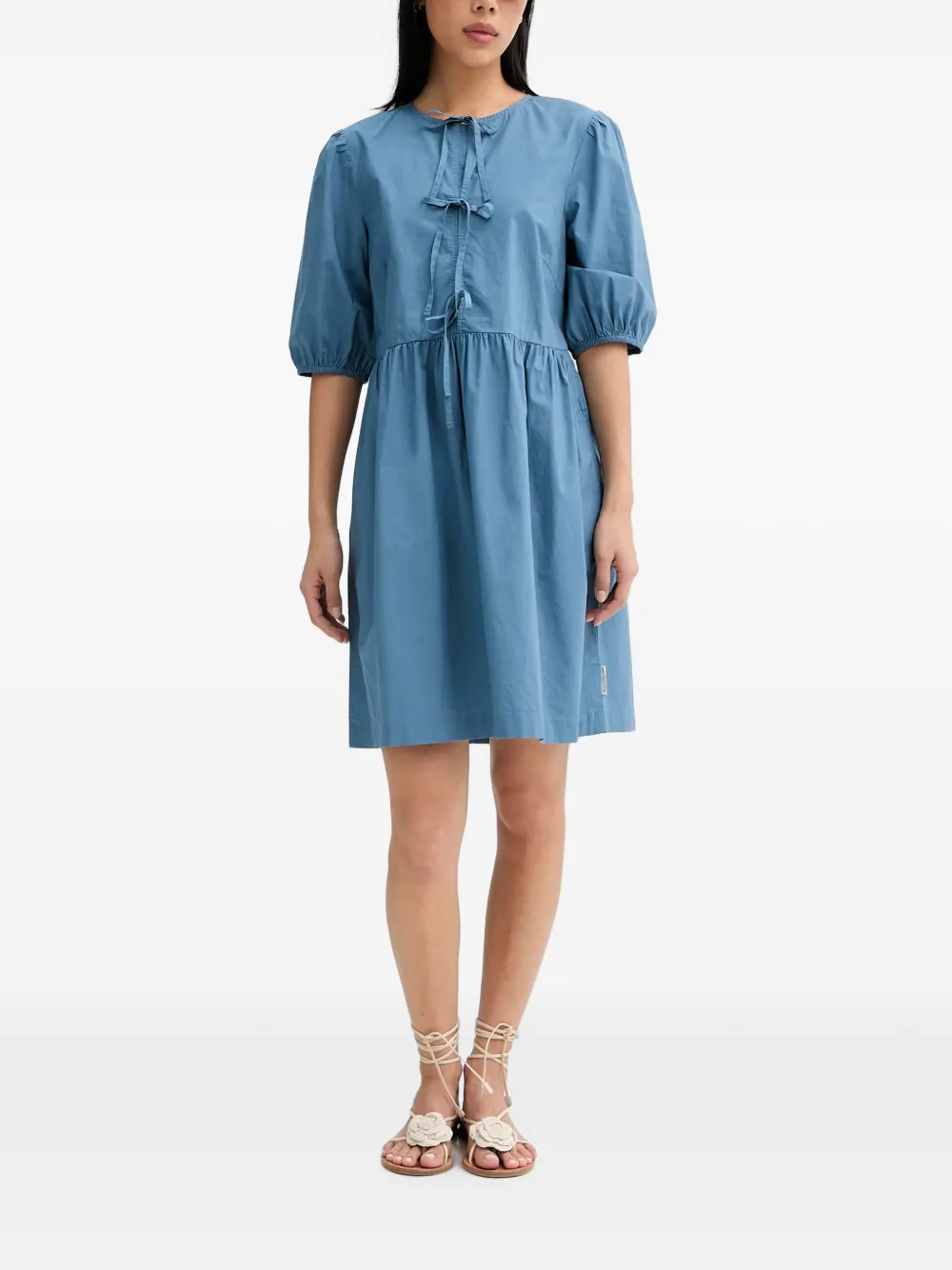 Marc O'Polo Mini-jurk met pofmouwen en strikdetail Blauw