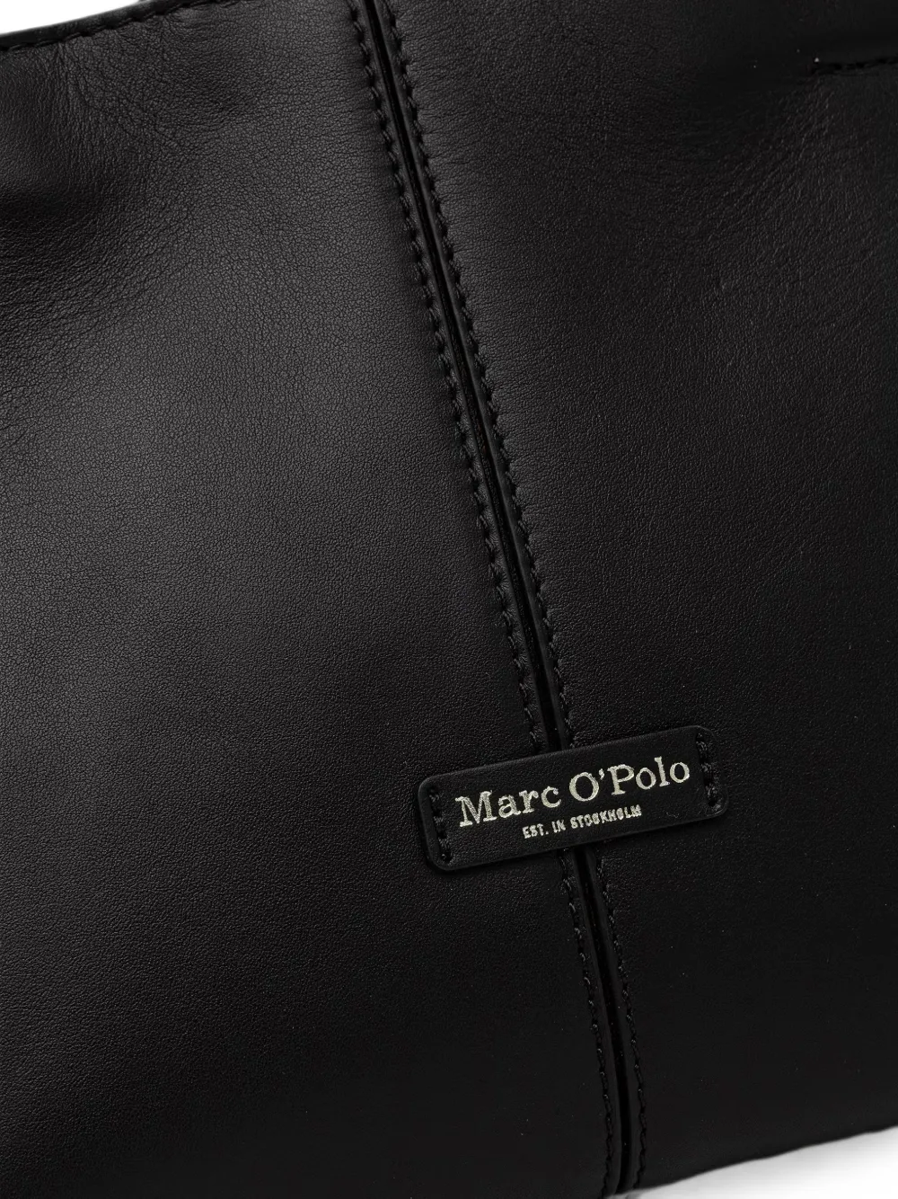 Marc O'Polo Leren shopper met logopatch Zwart