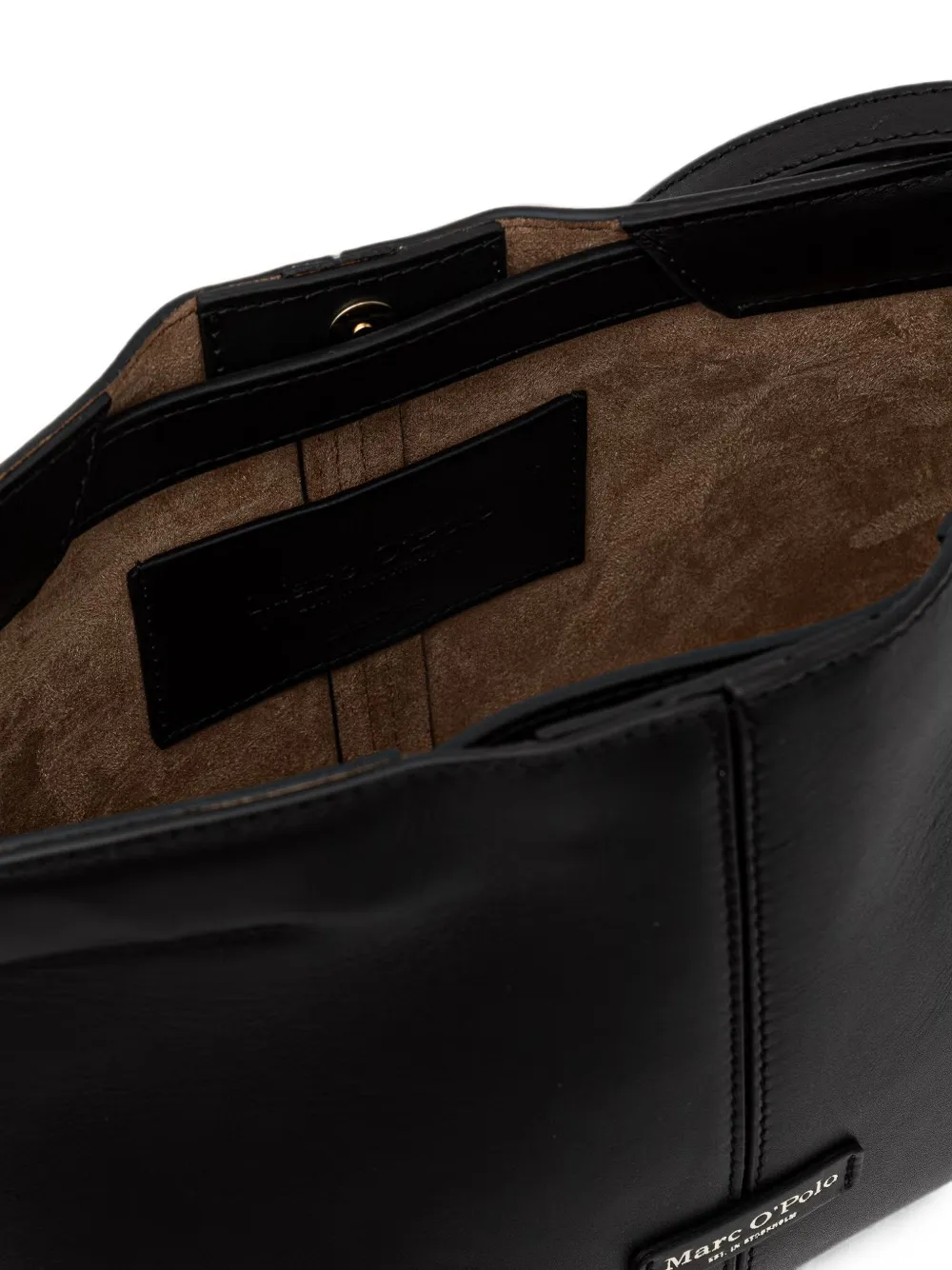 Marc O'Polo Leren shopper met logopatch Zwart