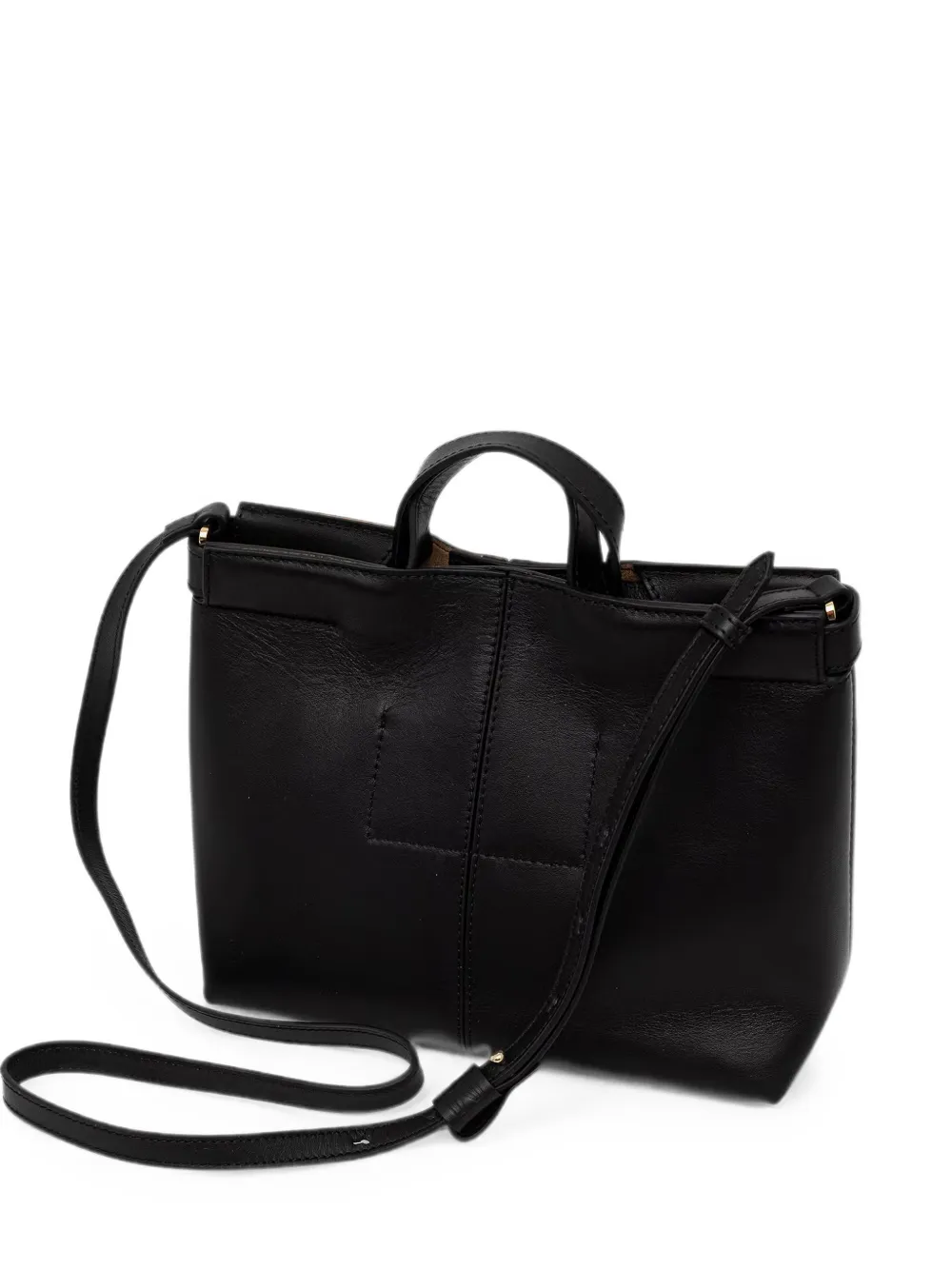 Marc O'Polo Leren shopper met logopatch Zwart