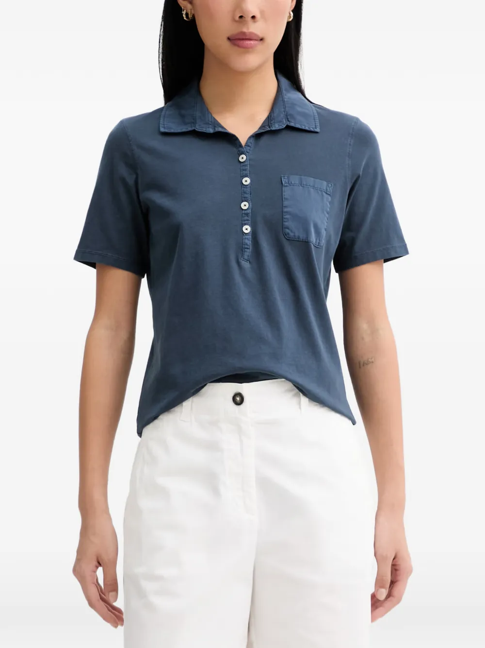 Marc O'Polo Miura Poloshirt mit Brusttasche - Blau