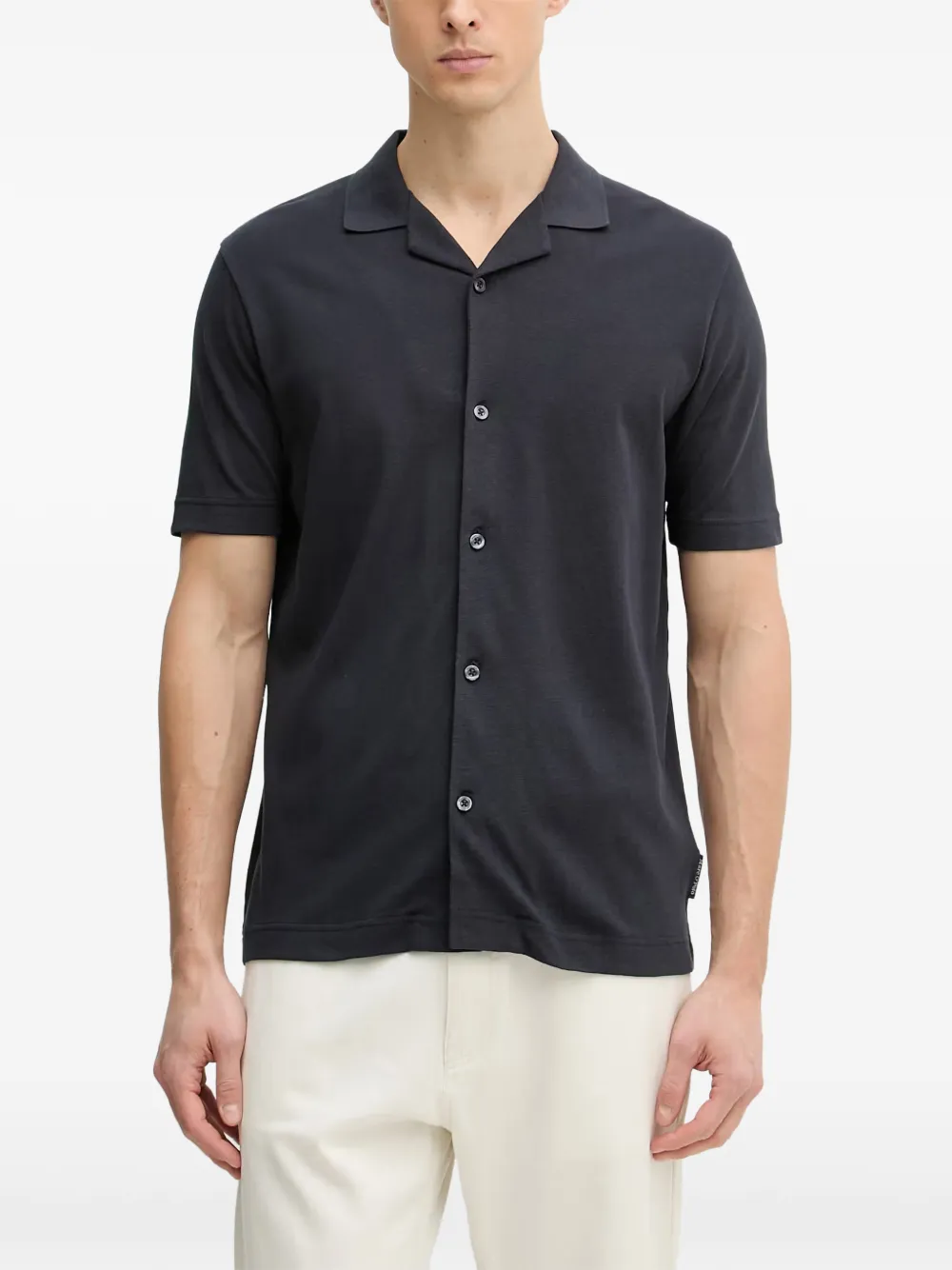 Marc O'Polo short-sleeve camp-collar shirt Grijs