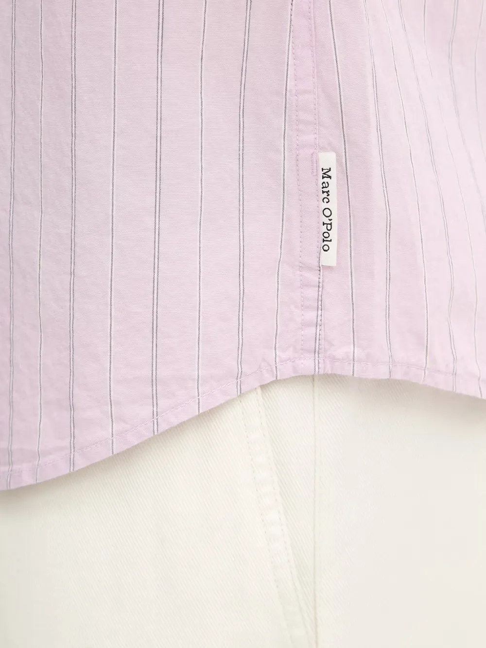 Marc O'Polo shirt met verticale streep en borstzak Roze